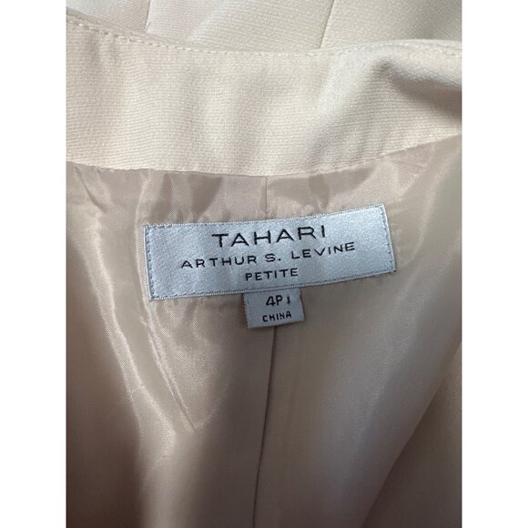 Tahari Arthur S. Levine Petite Beige Jacket With Embellished Neckline Size 4P - Picture 4 of 7